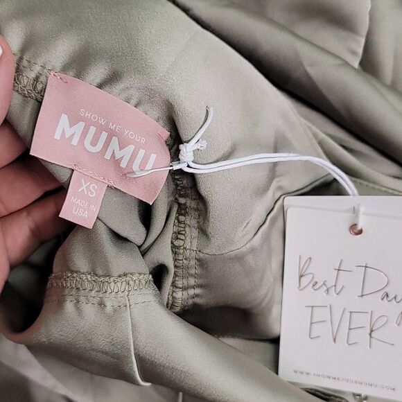 Show Me Your MuMu Madi Gown Green Moss Satin - Picture 10 of 11